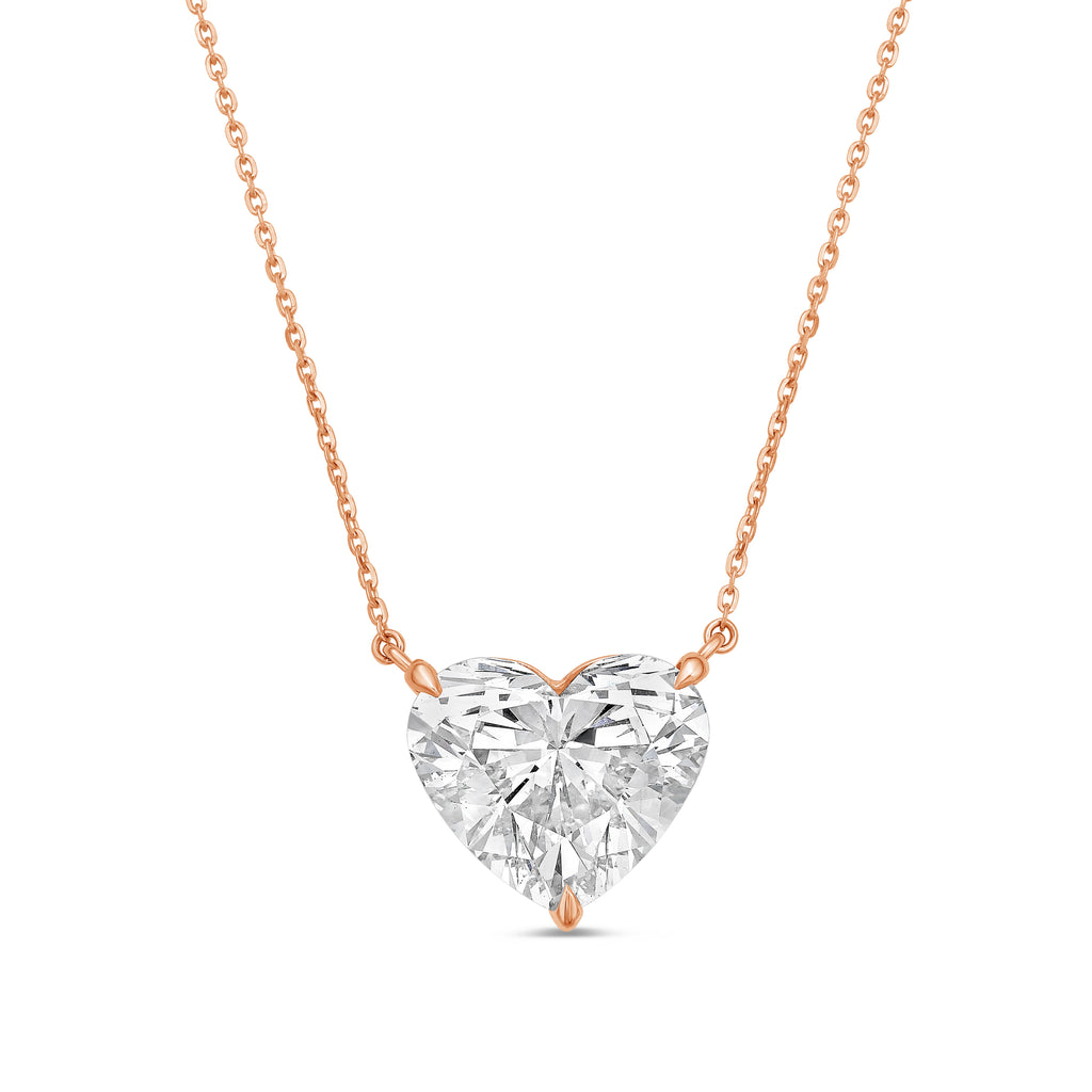 Lab-Grown Heart Shape Diamond Pendant, 14k Gold