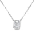 Lab Grown Emerald Cut Diamond Bezel Pendant