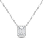Lab Grown Emerald Cut Diamond Bezel Pendant