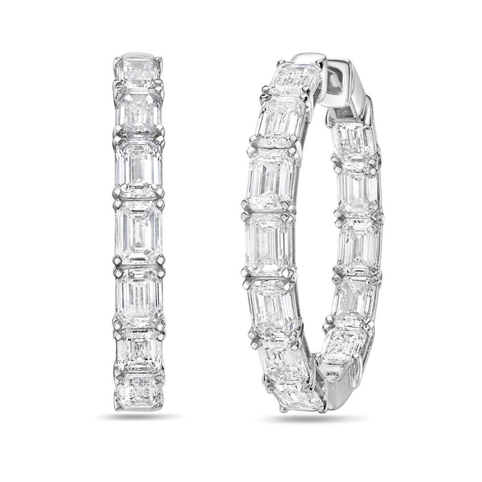 Lab Grown Emerald Diamond Hoop Earrings - 1.00