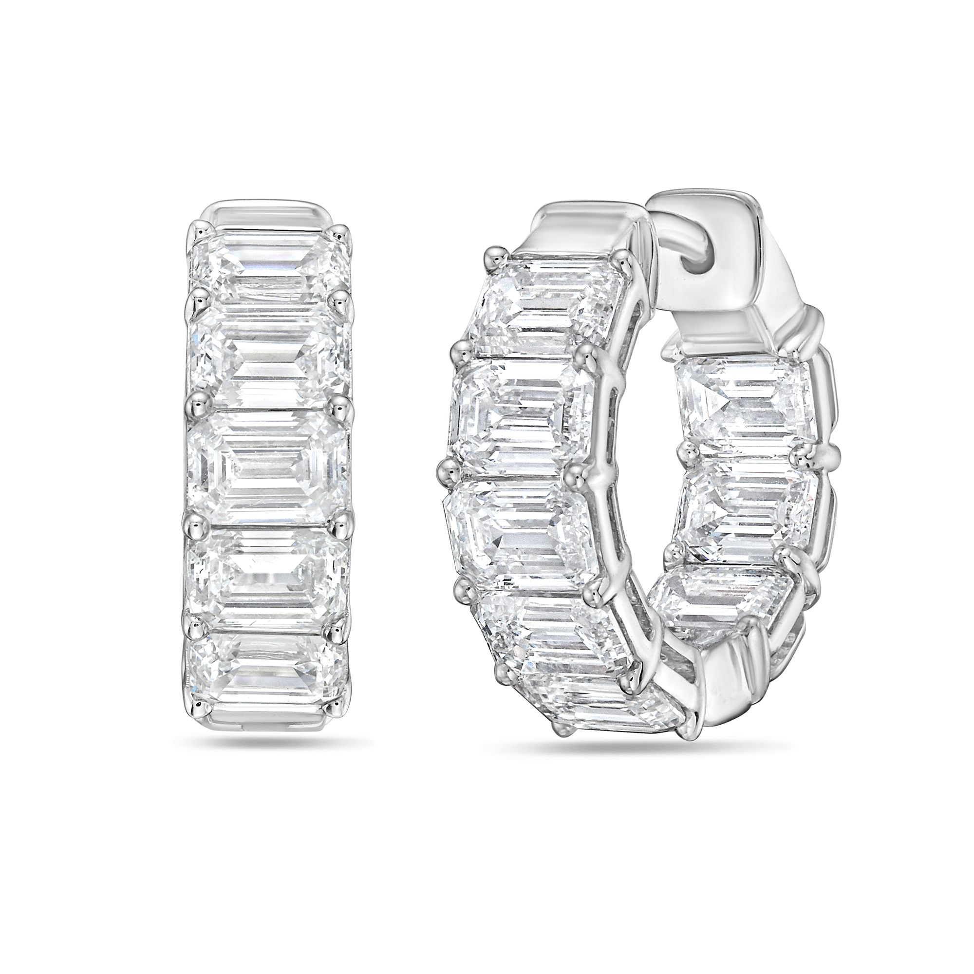 Lab Grown Emerald Diamond Hoop Earrings - 0.50"