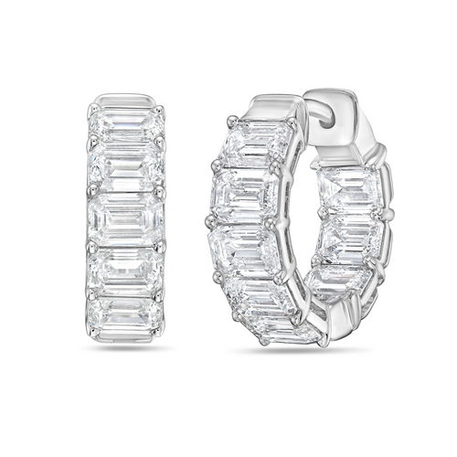 Lab Grown Emerald Diamond Hoop Earrings - 0.50"
