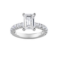 Lab-Grown Emerald Cut Diamond Pave Engagement Ring, 18K Gold
