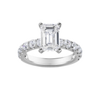 Lab-Grown Emerald Cut Diamond Pave Engagement Ring, 18K Gold
