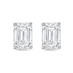 Lab-Grown Emerald Cut Diamond Studs, 14K Gold