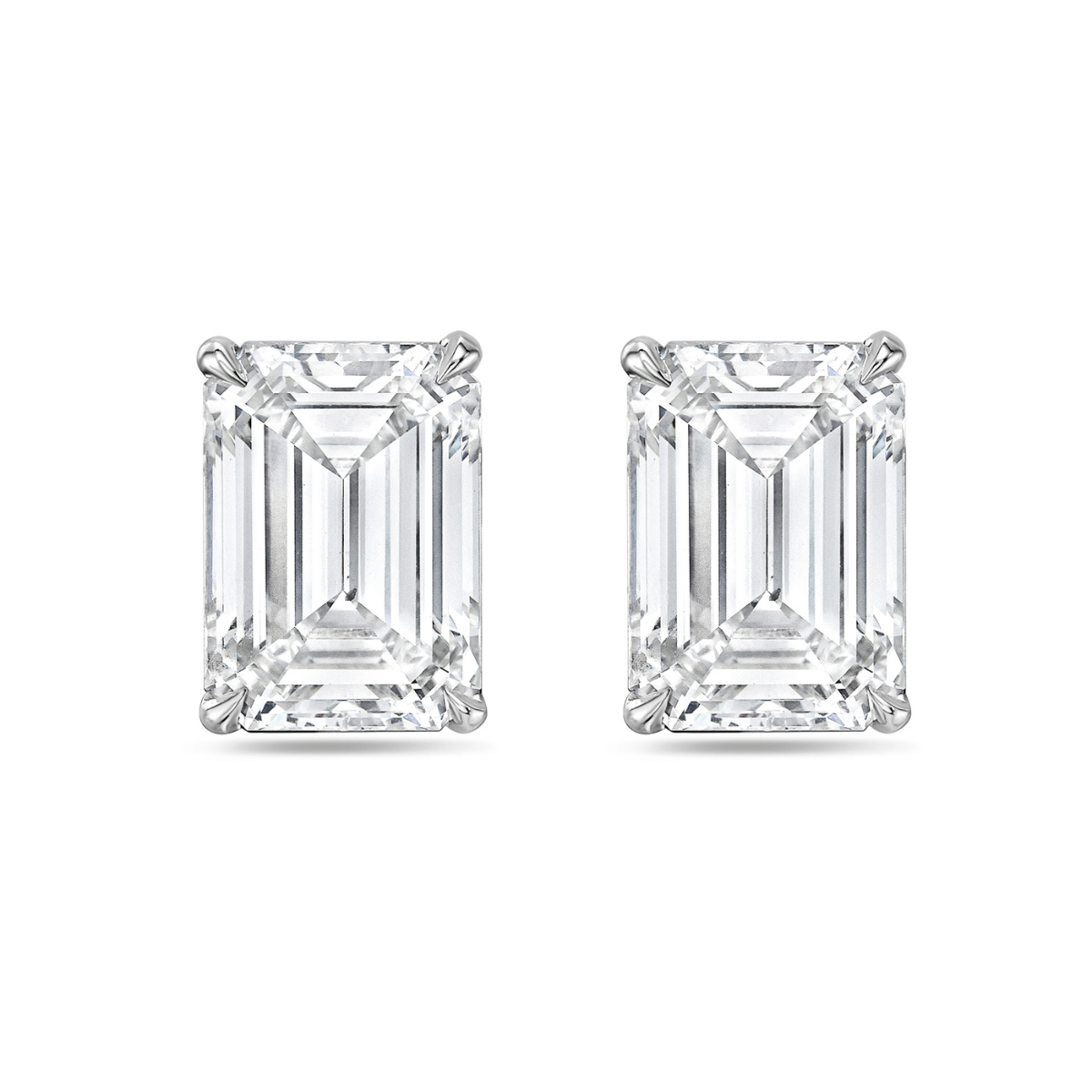Lab-Grown Emerald Cut Diamond Studs, 14K Gold
