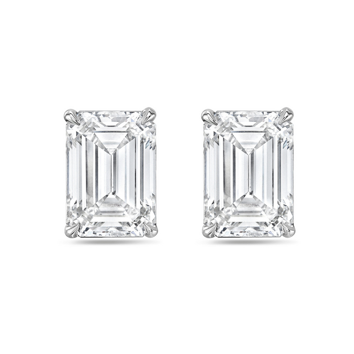 Lab-Grown Emerald Cut Diamond Studs, 14K Gold