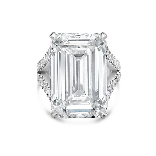Lab-Grown Emerald Cut Split Shank Engagement Ring, 18K Gold