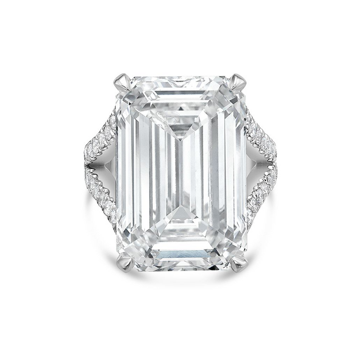Lab-Grown Emerald Cut Split Shank Engagement Ring
