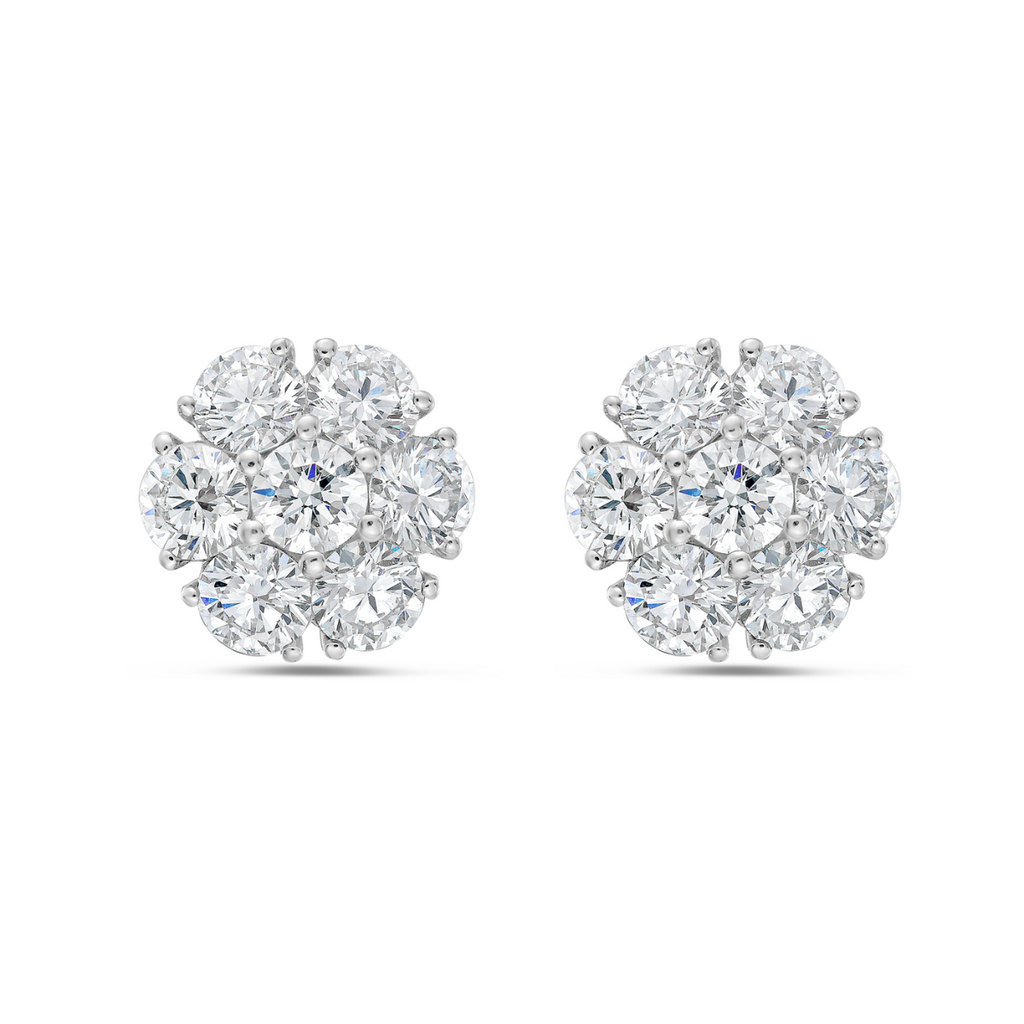 Lab-Grown Flower Cluster Studs, 14K Gold