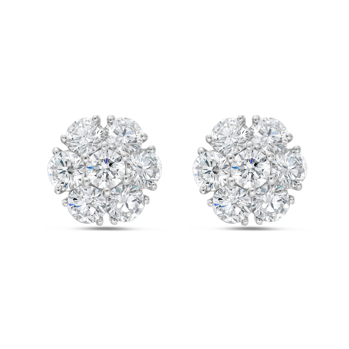 Lab-Grown Flower Cluster Studs, 14K Gold