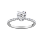 Lab-Grown Heart Hidden Halo Pave Engagement Ring