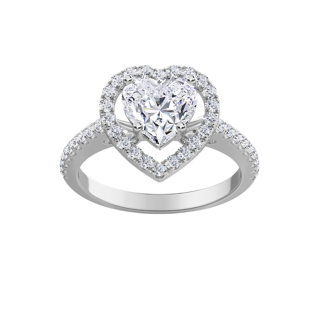 Lab-Grown Heart Pave Halo Diamond Engagement Ring
