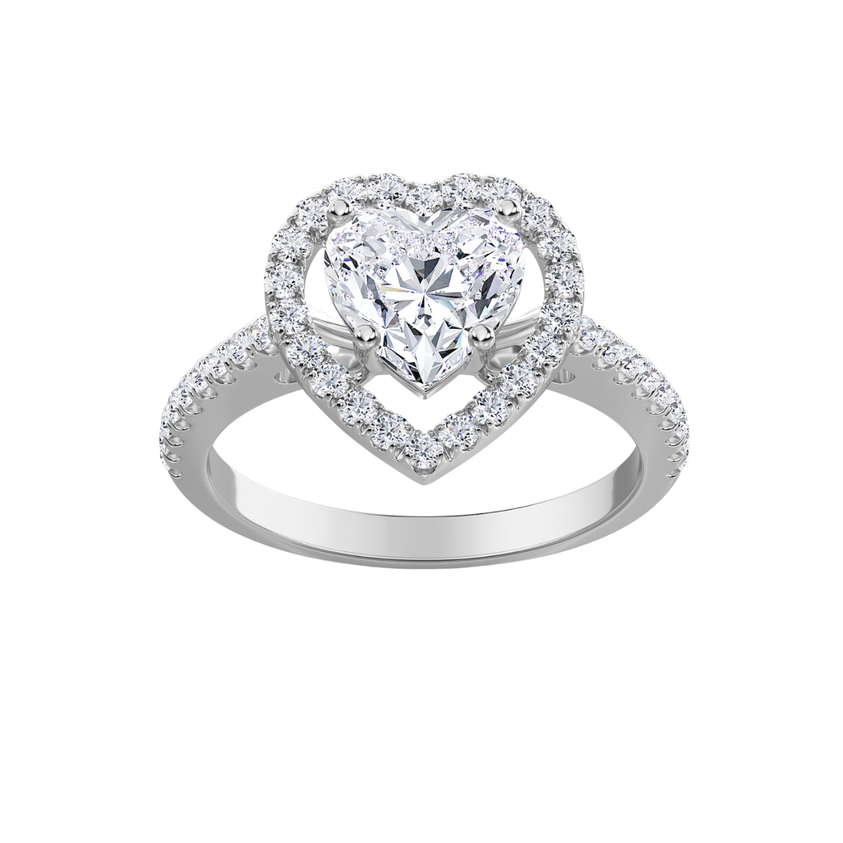 Lab-Grown Heart Pave Halo Diamond Engagement Ring