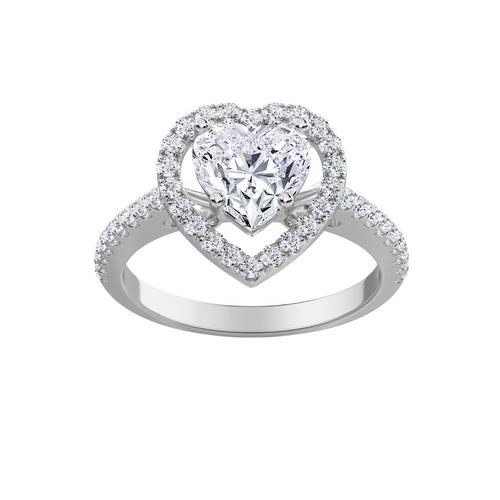Lab-Grown Heart Pave Halo Diamond Engagement Ring