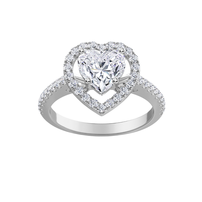 Lab-Grown Heart Pave Halo Diamond Engagement Ring