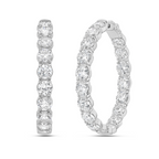 Lab Grown Round Diamond Hoop Earrings - 1.75"