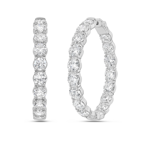 Lab Grown Round Diamond Hoop Earrings - 1.75"
