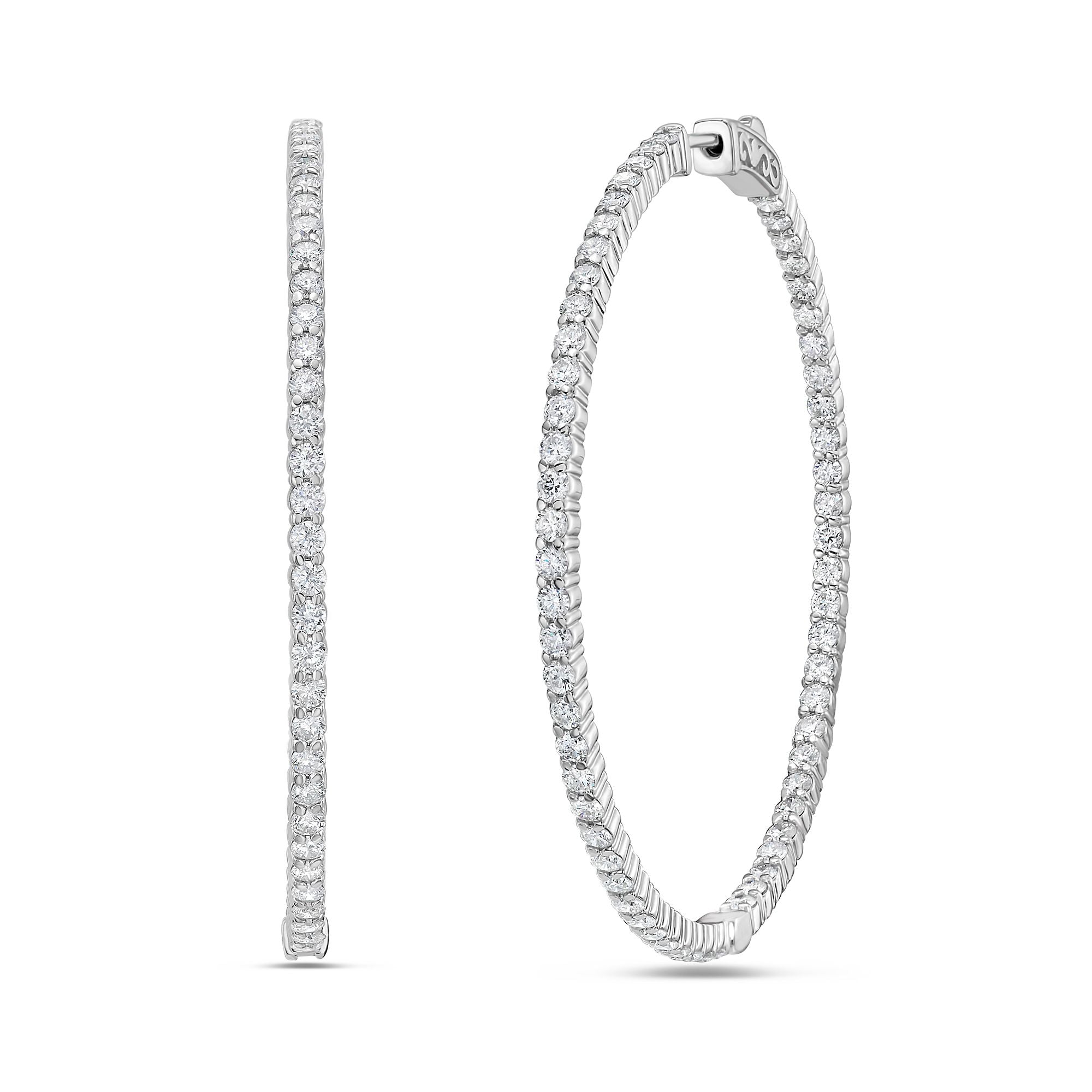 Lab Grown Round Diamond Hoop Earrings - 3.00"