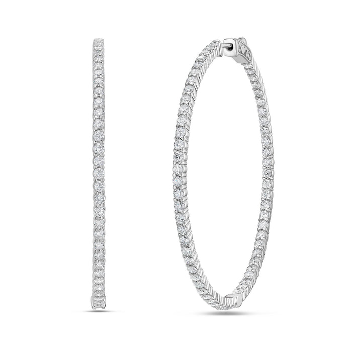 Lab Grown Round Diamond Hoop Earrings - 3.00