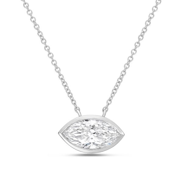 Lab Grown Marquise Diamond Bezel Pendant
