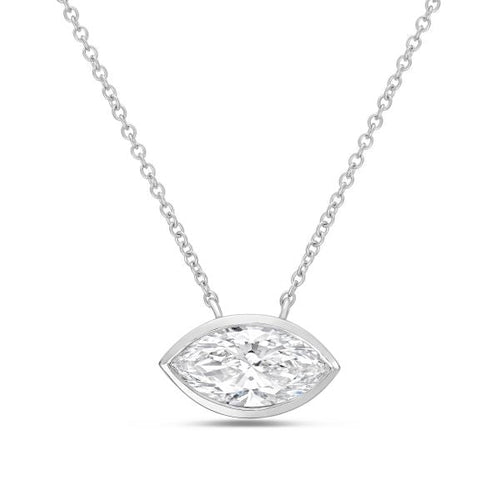 Lab Grown Marquise Diamond Bezel Pendant