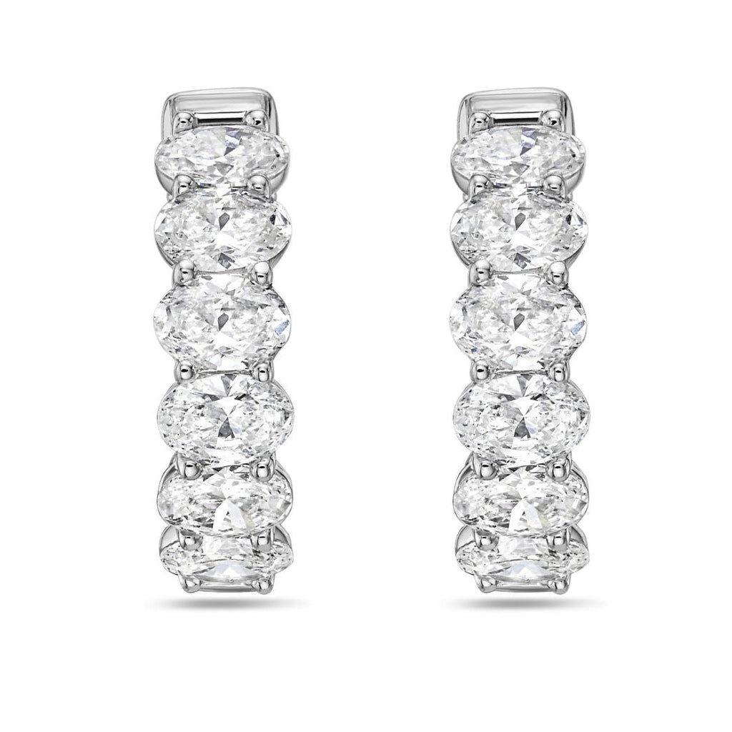Lab Grown Oval Diamond Hoop Earrings - 0.75"