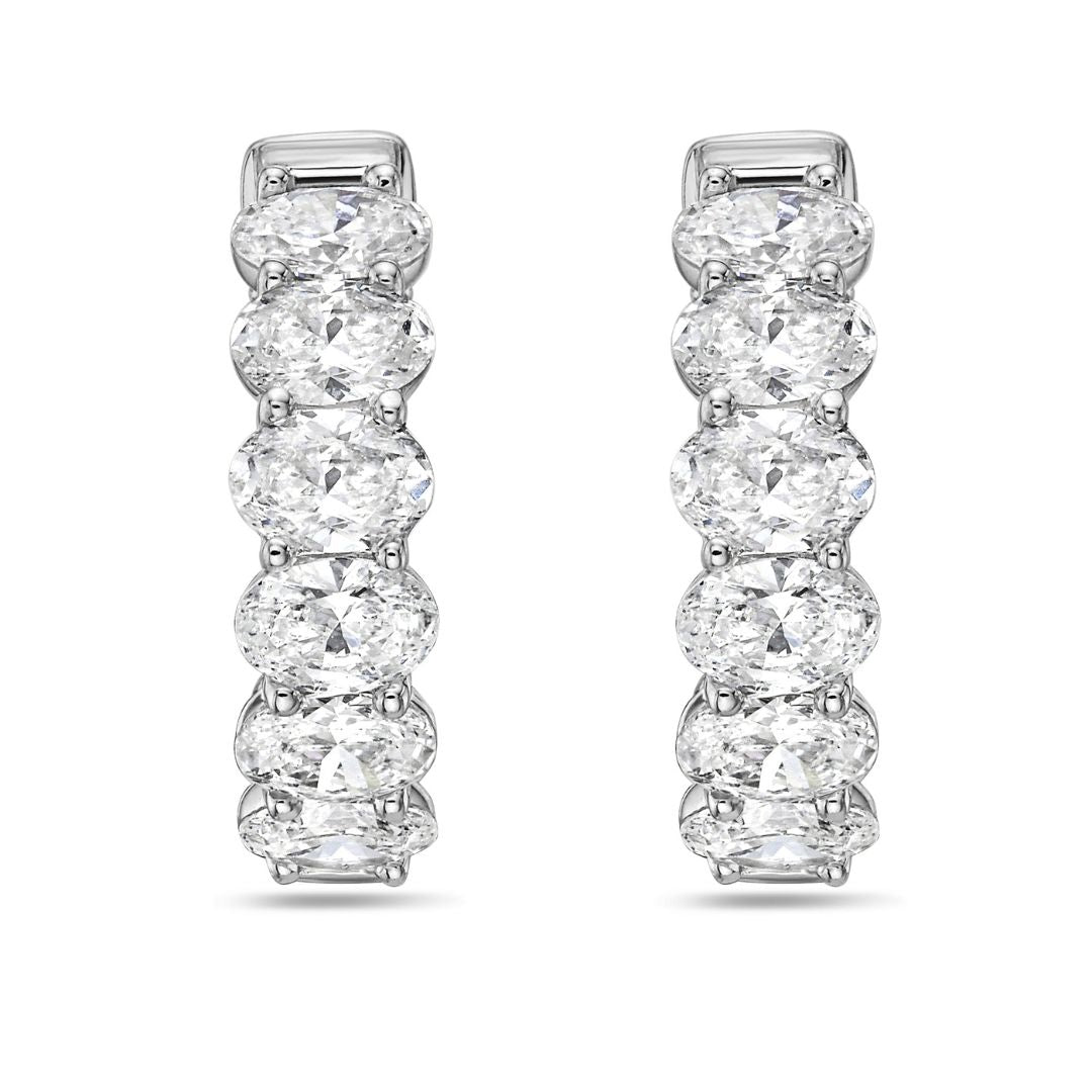 Lab Grown Oval Diamond Hoop Earrings - 0.75"
