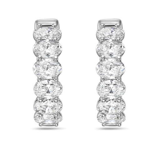 Lab Grown Oval Diamond Hoop Earrings - 0.75"