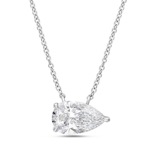 Lab Grown Pear Diamond East West Pendant