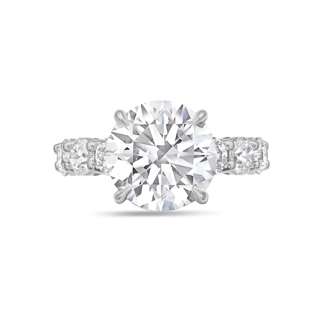 Lab-Grown Round Diamond Engagement Ring with Eternity Shared Prong Band