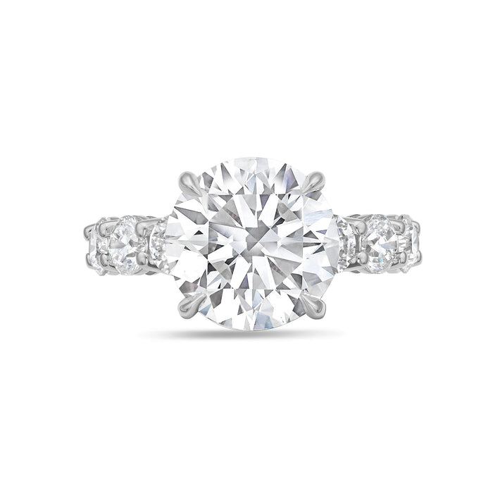 Lab-Grown Round Diamond Engagement Ring with Eternity Shared Prong Band