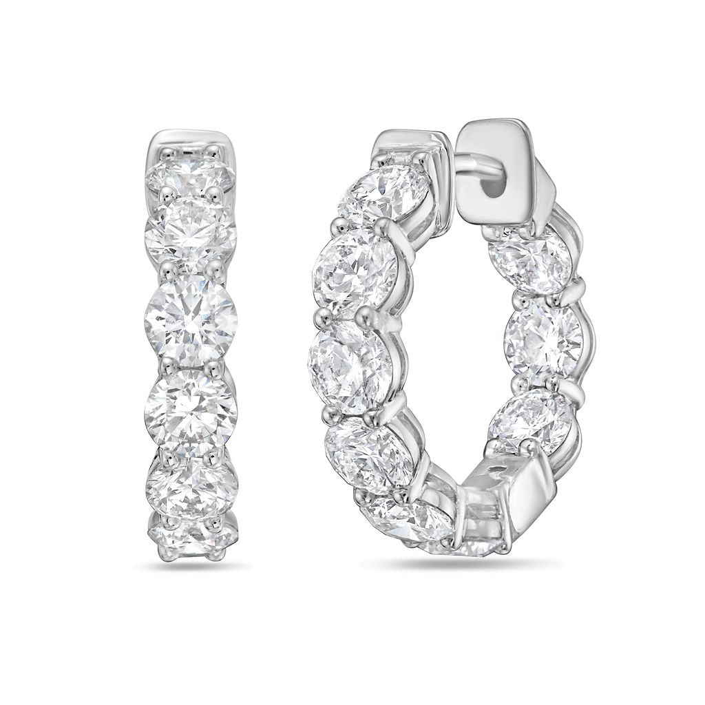 Lab Grown Round Diamond Hoop Earrings - 0.75"