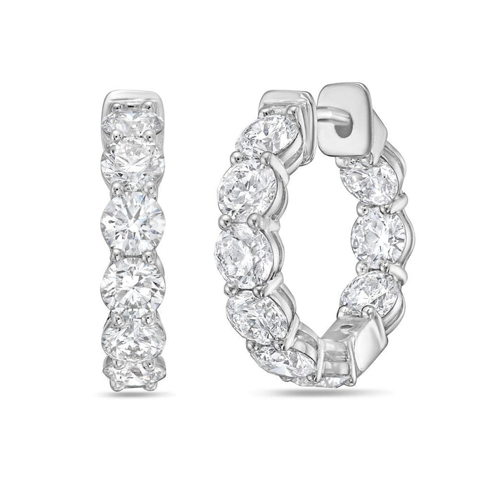 Lab Grown Round Diamond Hoop Earrings - 0.75
