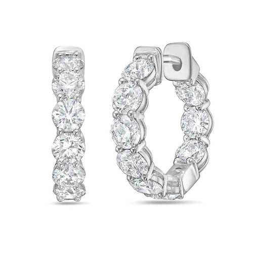Lab Grown Round Diamond Hoop Earrings - 0.75"