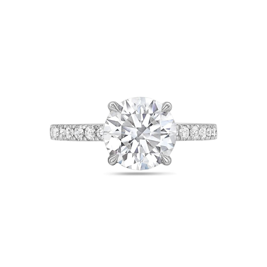 Lab-Grown Round Pave Diamond Engagement Ring, 18K Gold