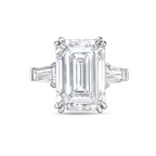 Lab-Grown Emerald-Cut Three-Stone Engagement Ring with Baguettes