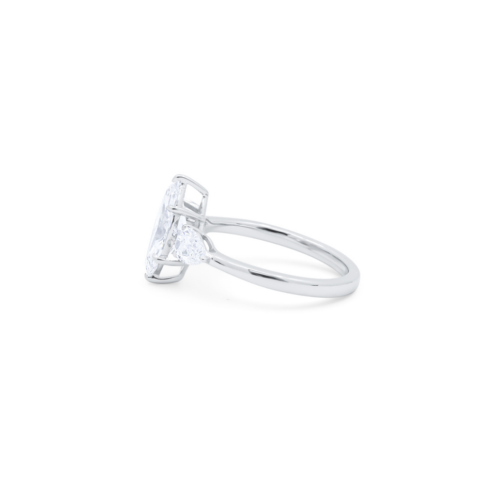 Lab-Grown Three Stone Marquise Diamond Engagement Ring, 18K Gold