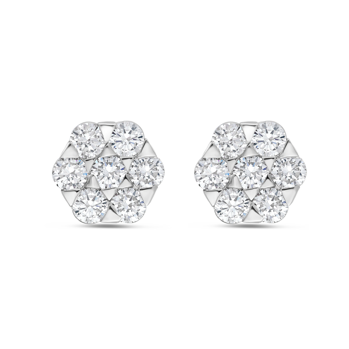 Lab-Grown Diamond Cluster Stud Earrings, 14K Gold