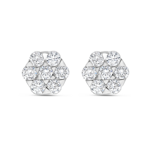 Lab-Grown Diamond Cluster Stud Earrings, 14K Gold