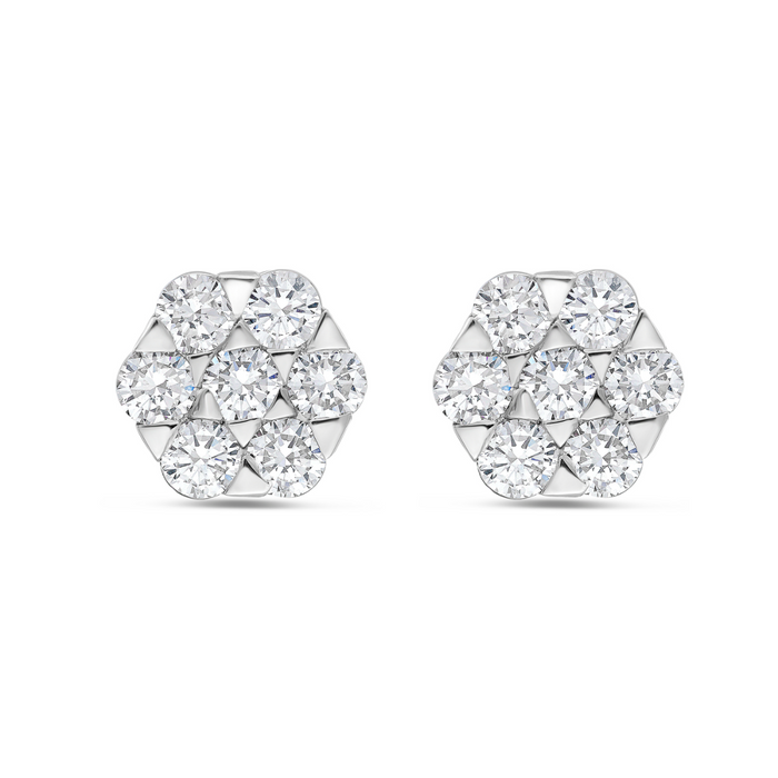 Lab-Grown Diamond Cluster Stud Earrings