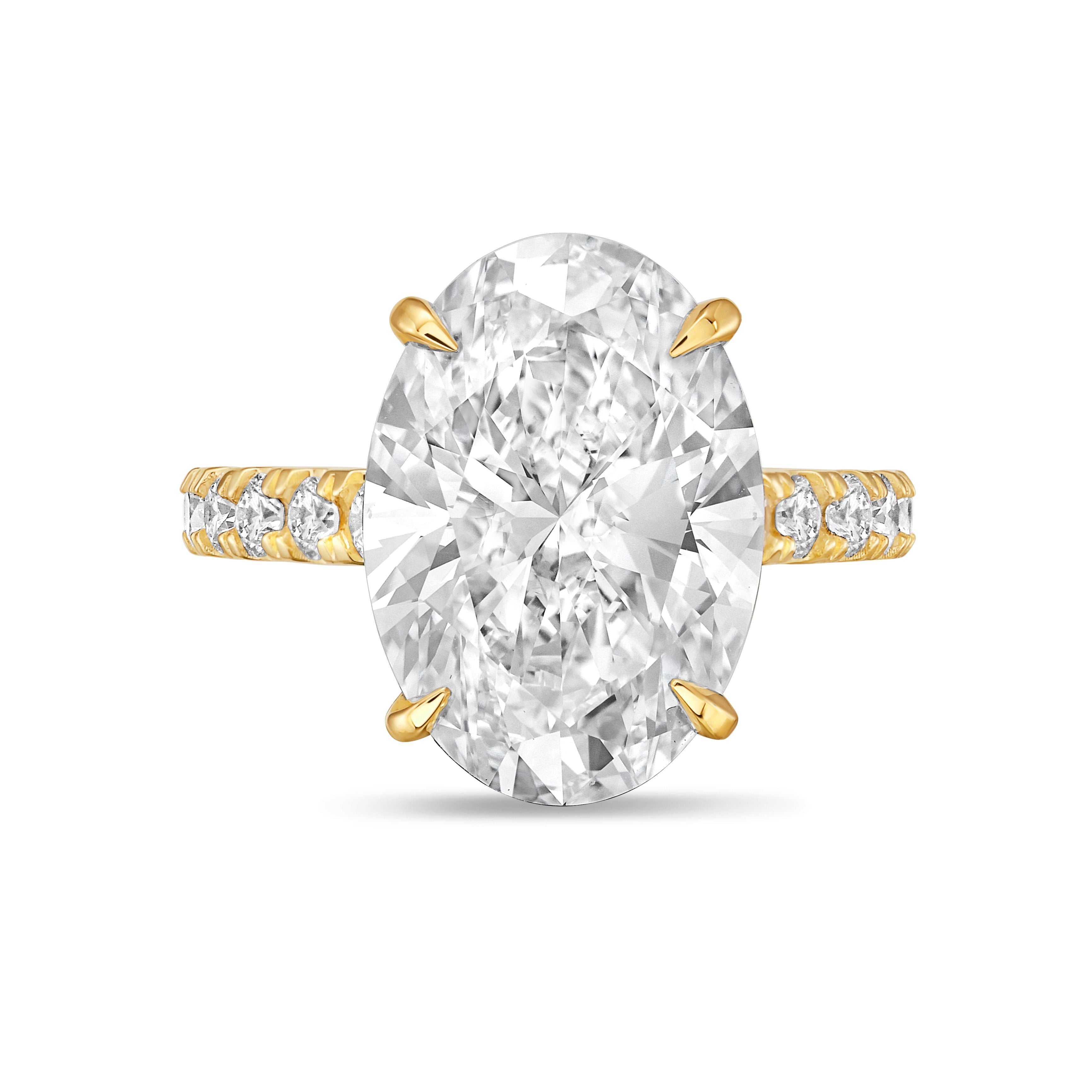 Lab-Grown Oval Diamond Ring With Accents, 18K Gold