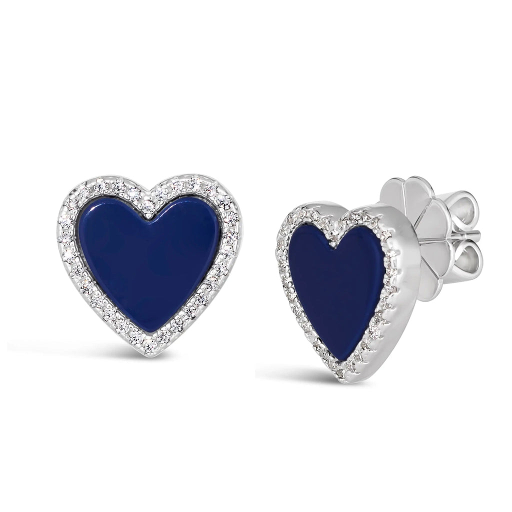 Lapis Lazuli Heart Earring Studs