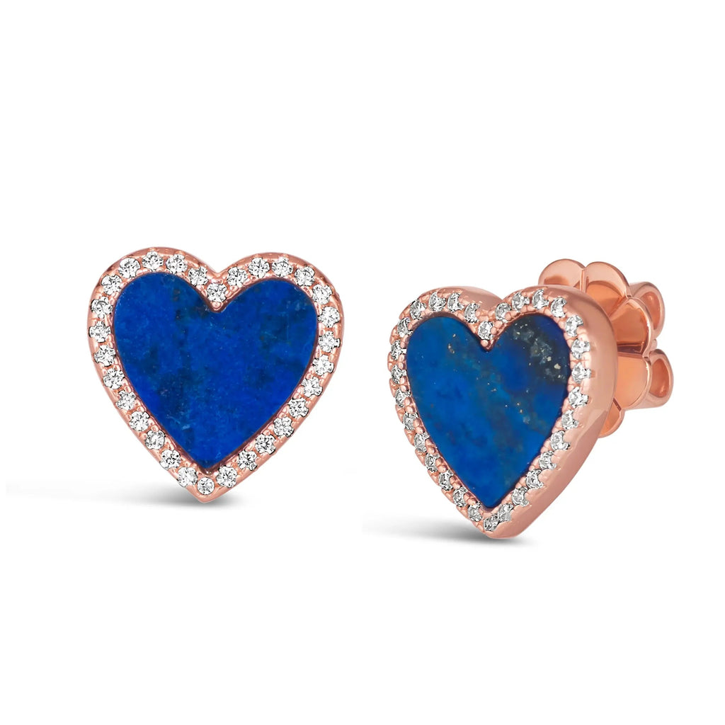 Lapis Lazuli Heart Earring Studs