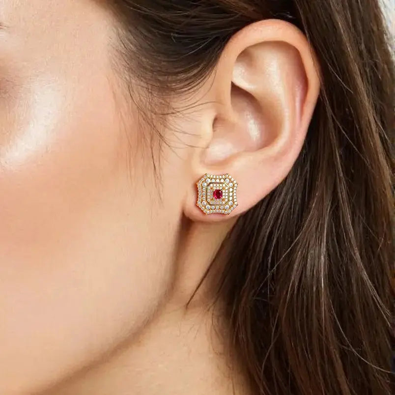 Latte Da Earrings in Ruby