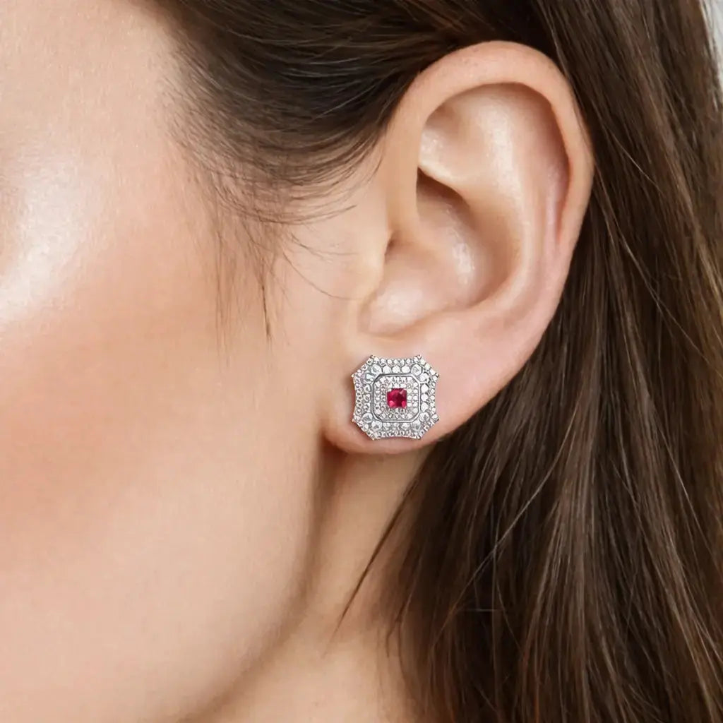 Latte Da Earrings in Ruby - Platinum