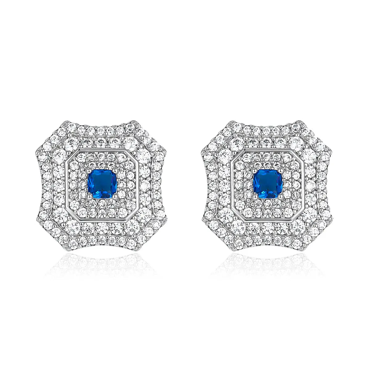Latte Da Earrings in Sapphire - Platinum