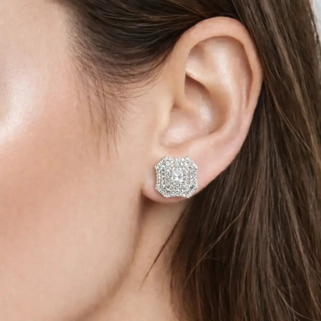 Latte Da Earrings in White Diamond - Platinum