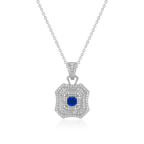 Latte Da Necklace in Sapphire - Platinum