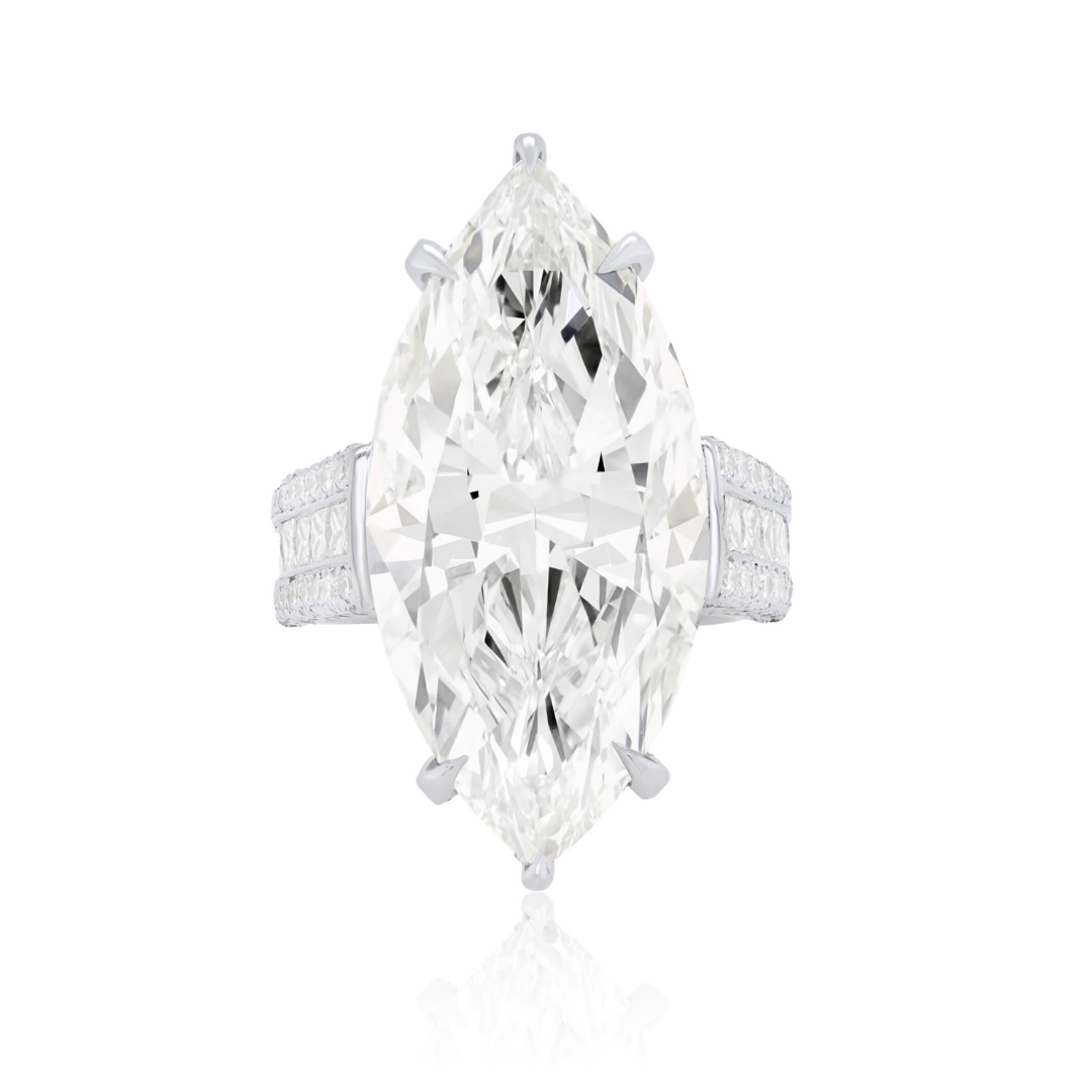 19.85ct Marquise Diamond Ring with Diamond Surround